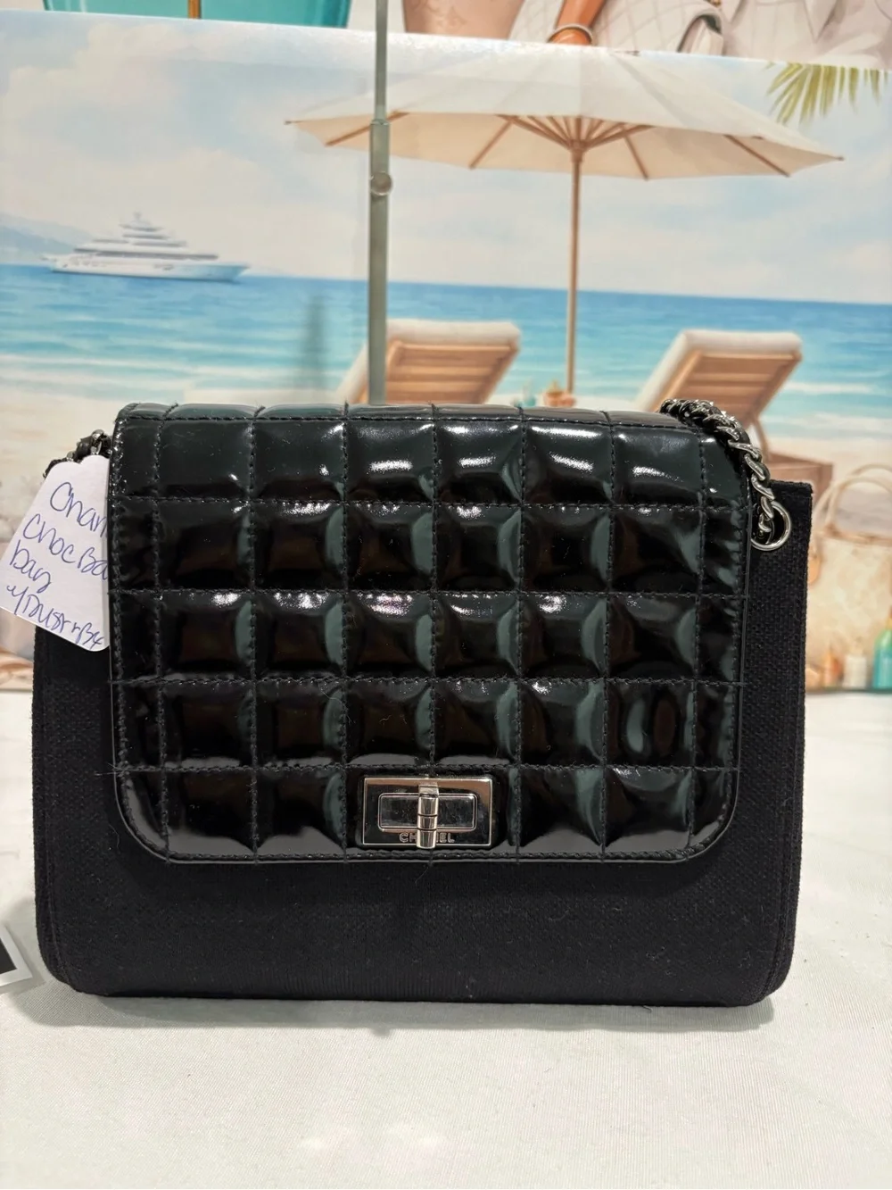 Authentic Chanel black Accordion Shoulder Bag w box duster and certificate